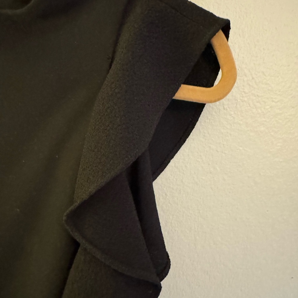Black halo ruffle sleeve sheath dress. - Picture 3 of 6